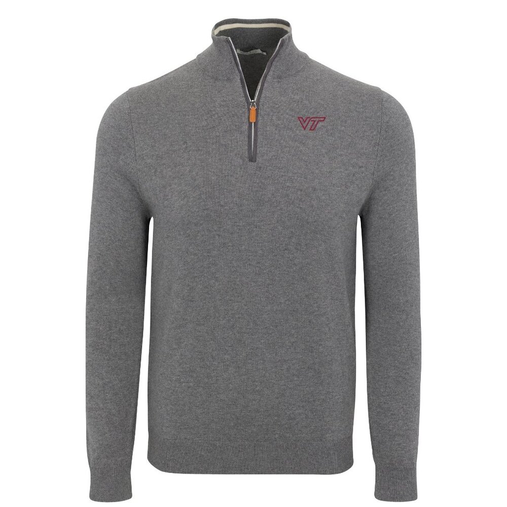 NWT Collars & Co Virginia Tech Luxury Cotton and Cashmere Quarter Zip Sweater